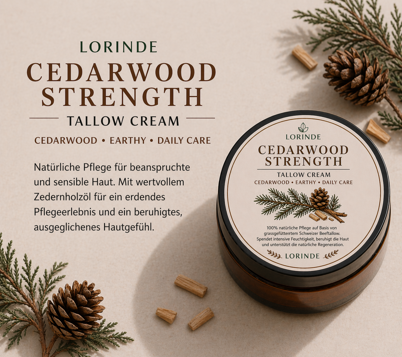 LORINDE Amber Woods – Cedarwood Tallow Cream