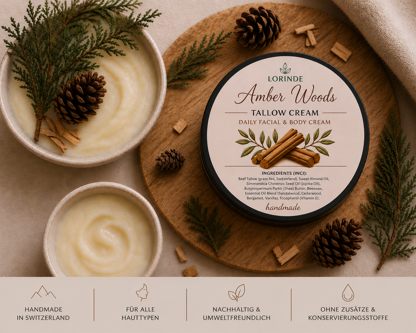LORINDE Amber Woods – Cedarwood Tallow Cream