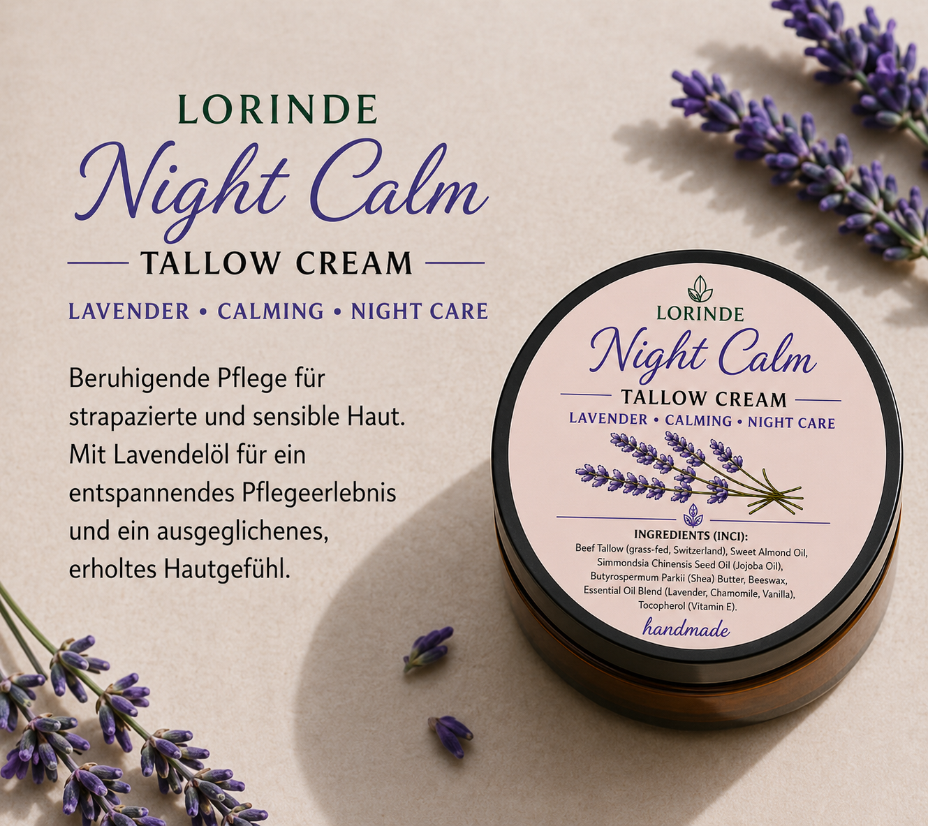 LORINDE Night Calm – Lavendel Tallow Cream